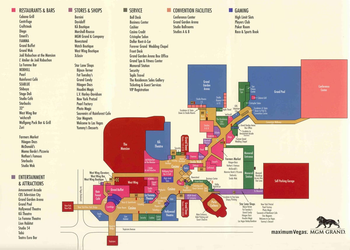 карта на MGM Grand в Лас Вегас