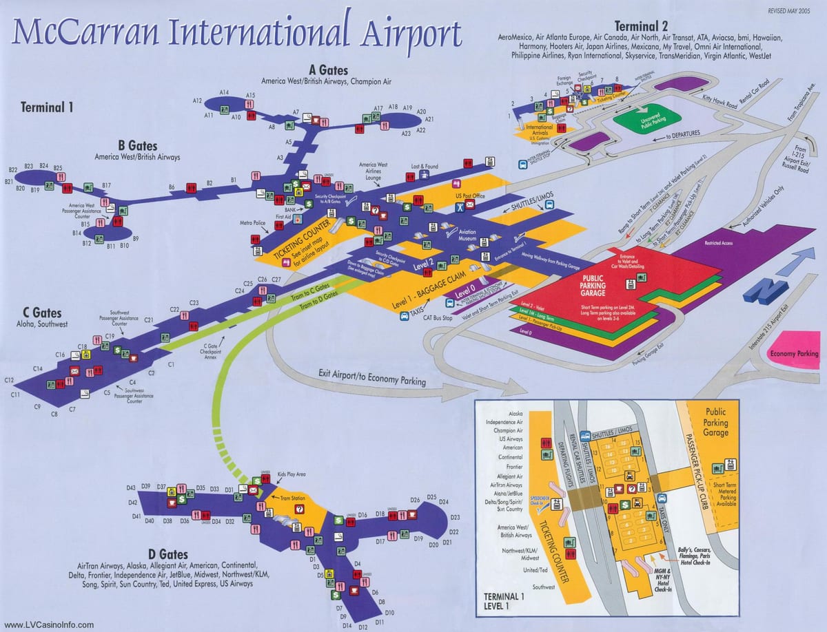 карта на летище Mccarran